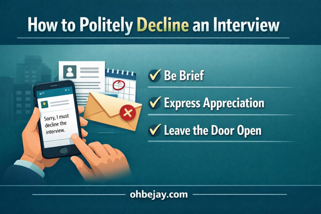 how to politely decline an interview infographic